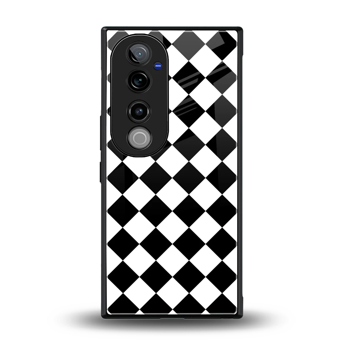 Diamond Check back phone cover | glass case for vivo v40 pro