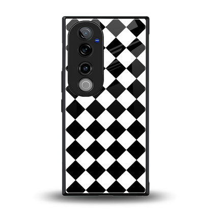 Diamond Check back phone cover | glass case for vivo v40 pro