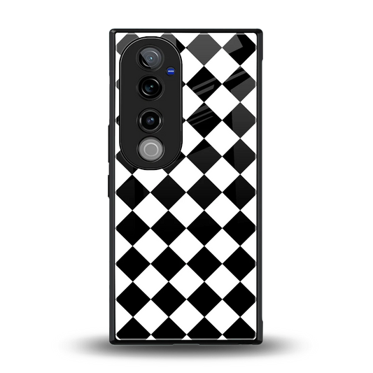 Diamond Check back phone cover | glass case for vivo v40 pro