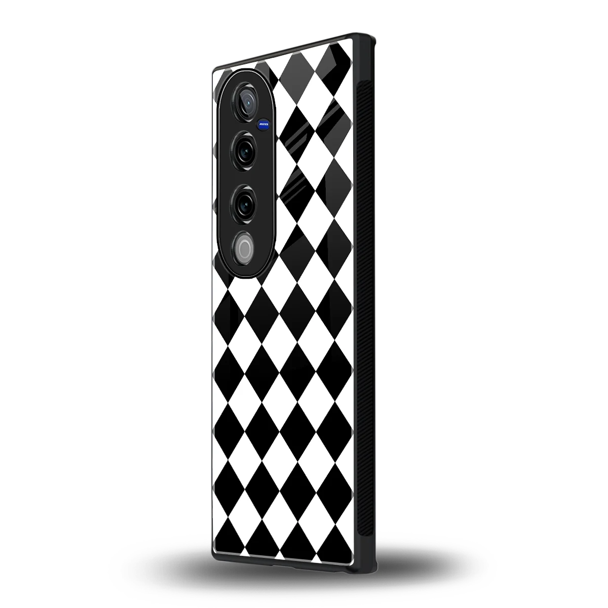 Diamond Check vivo v40 pro mobile cover | shockproof glass phone case