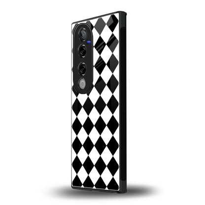 Diamond Check vivo v40 pro mobile cover | shockproof glass phone case