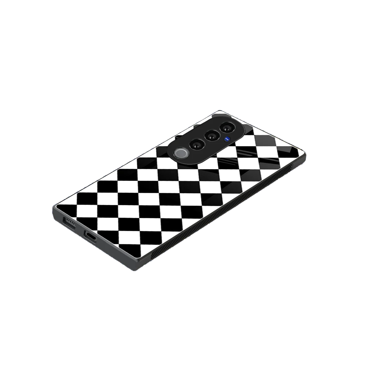 Diamond Check stylish phone case for vivo v40 pro | glossy glass and slim fit