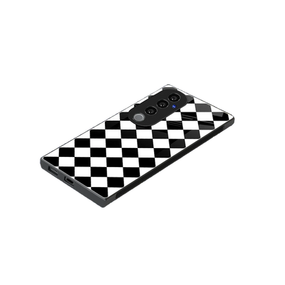 Diamond Check stylish phone case for vivo v40 pro | glossy glass and slim fit
