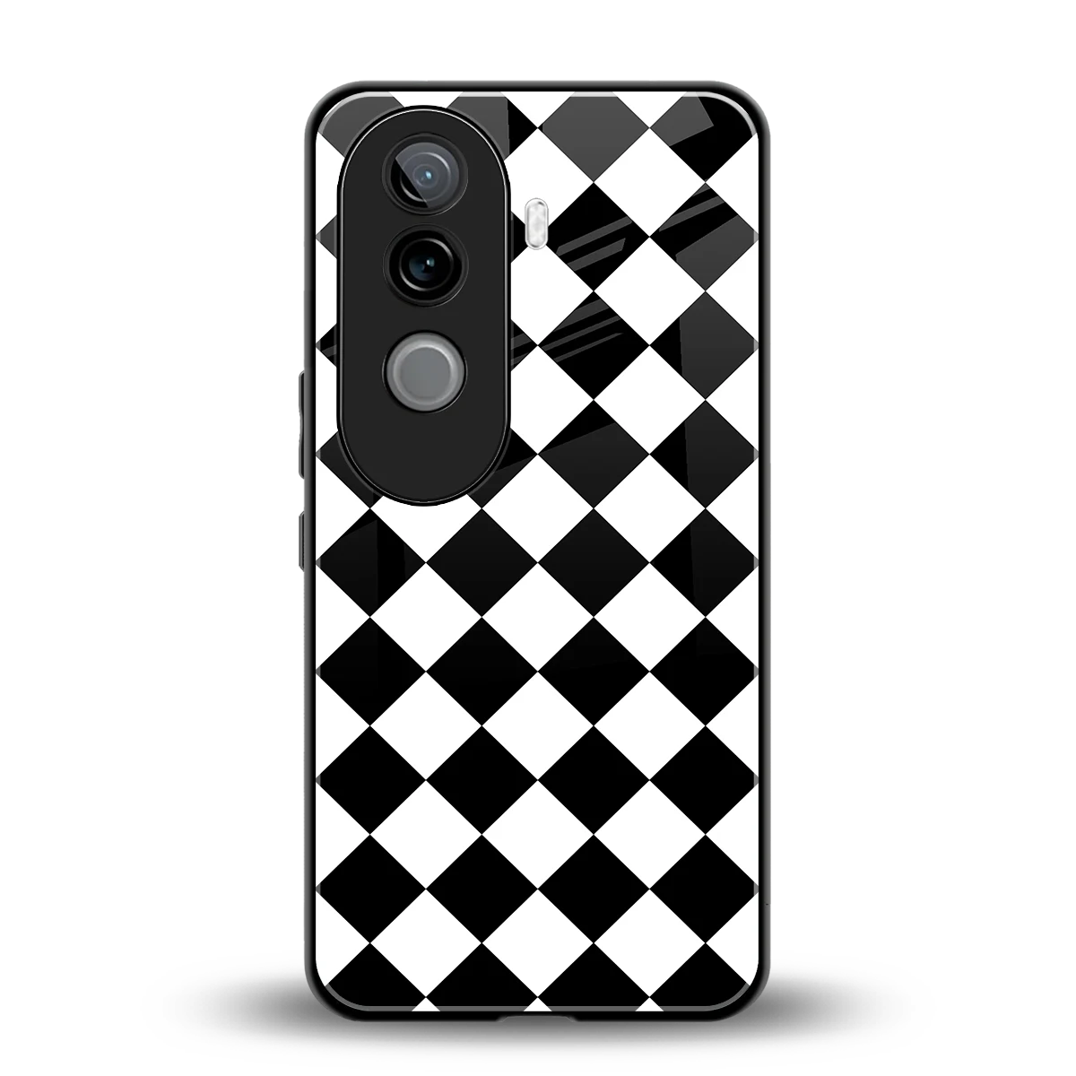 Diamond Check back phone cover | glass case for vivo v40e