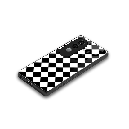 Diamond Check stylish phone case for vivo v40e | glossy glass and slim fit