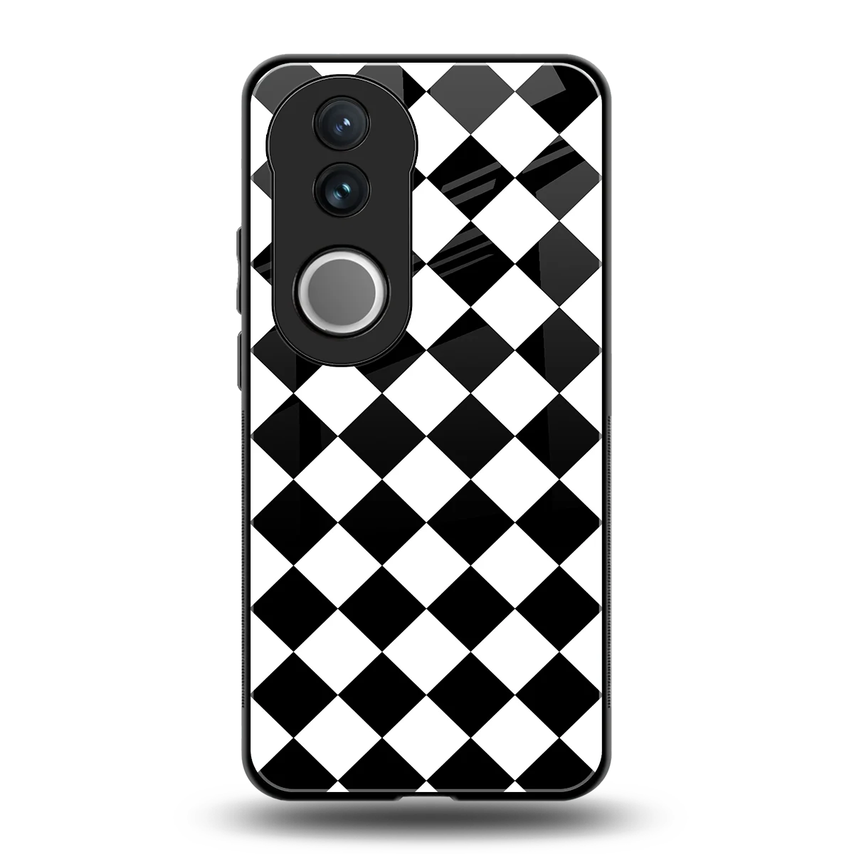 Diamond Check back phone cover | glass case for vivo v50