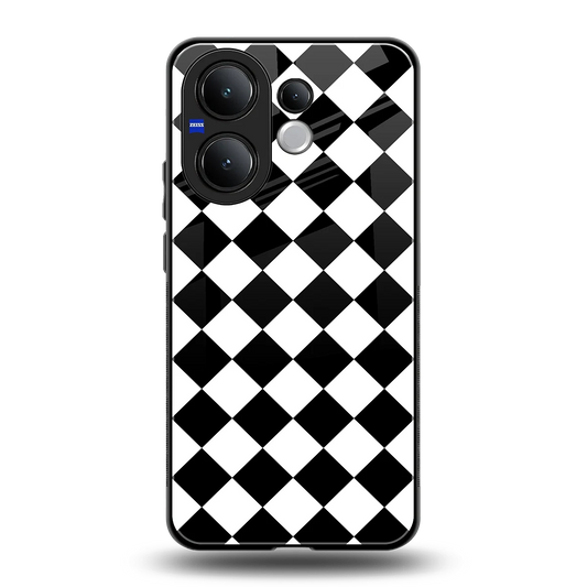 Diamond Check back phone cover | glass case for vivo v60