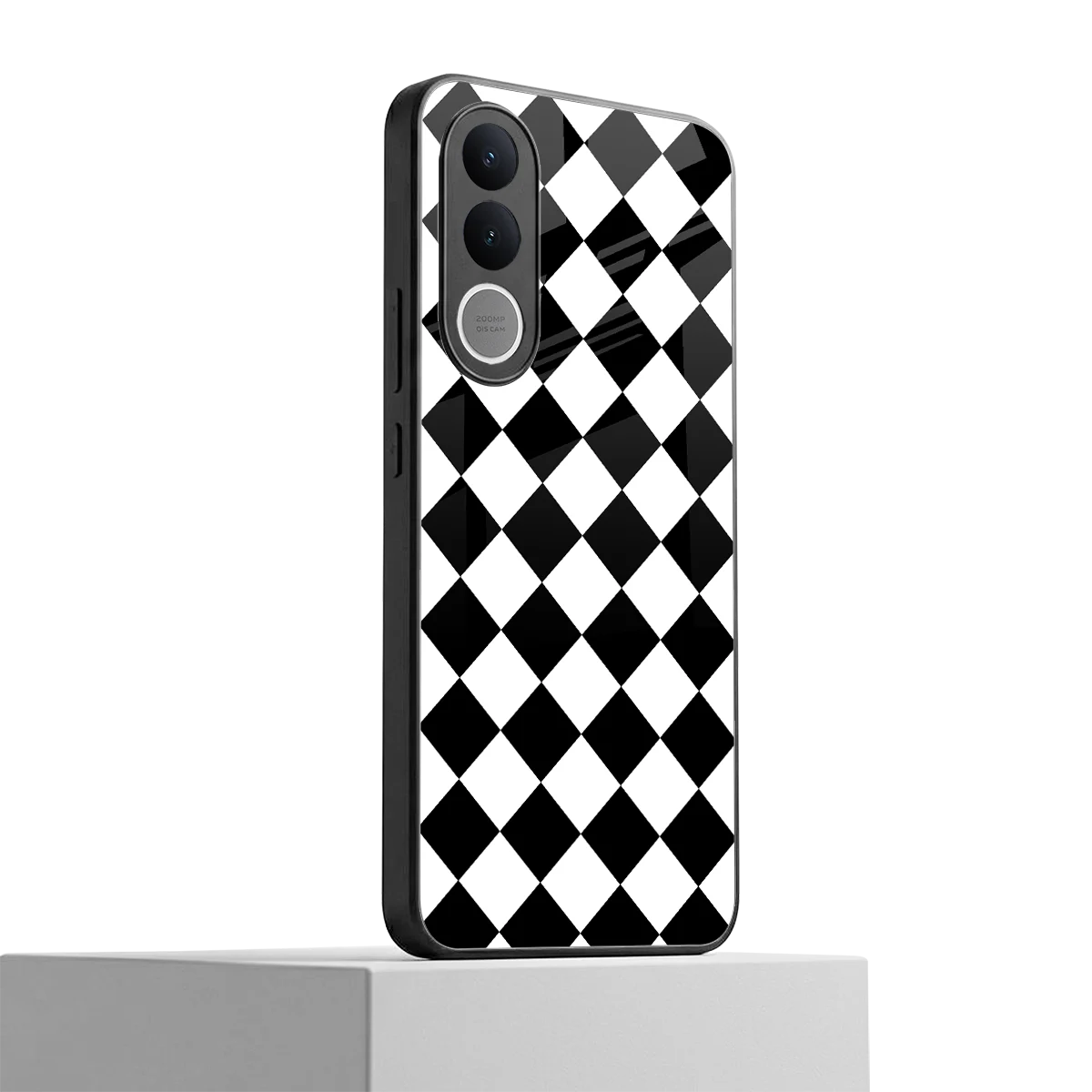 Diamond Check vivo v70 fe mobile cover | shockproof glass phone case