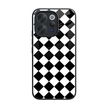 Diamond Check back phone cover | glass case for vivo v70