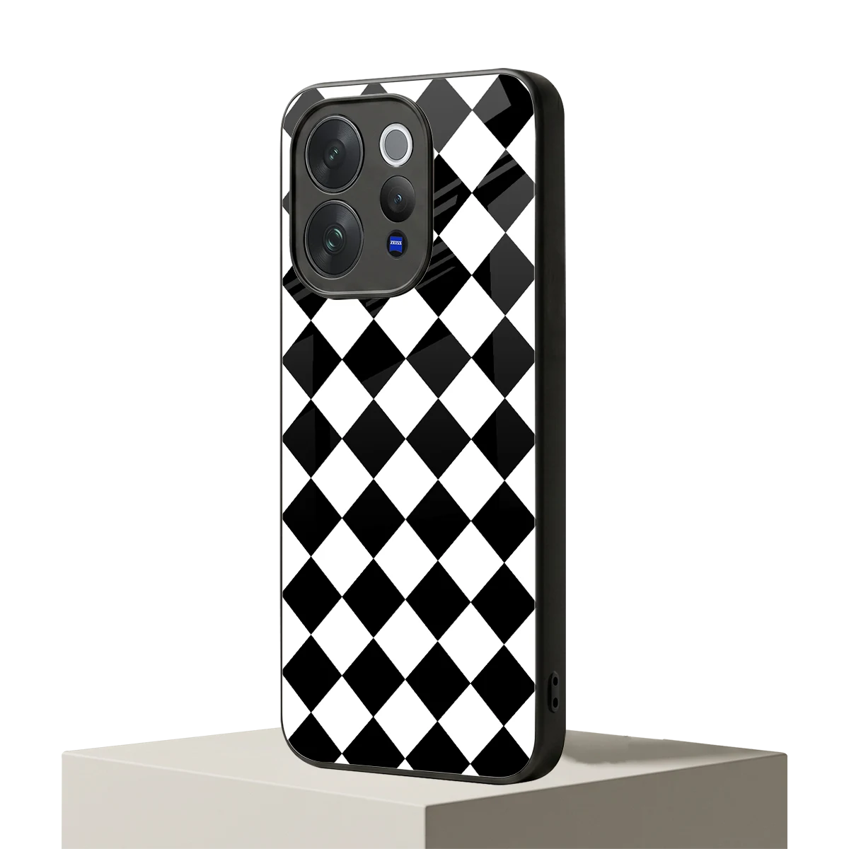 Diamond Check vivo v70 elite mobile cover | shockproof glass phone case