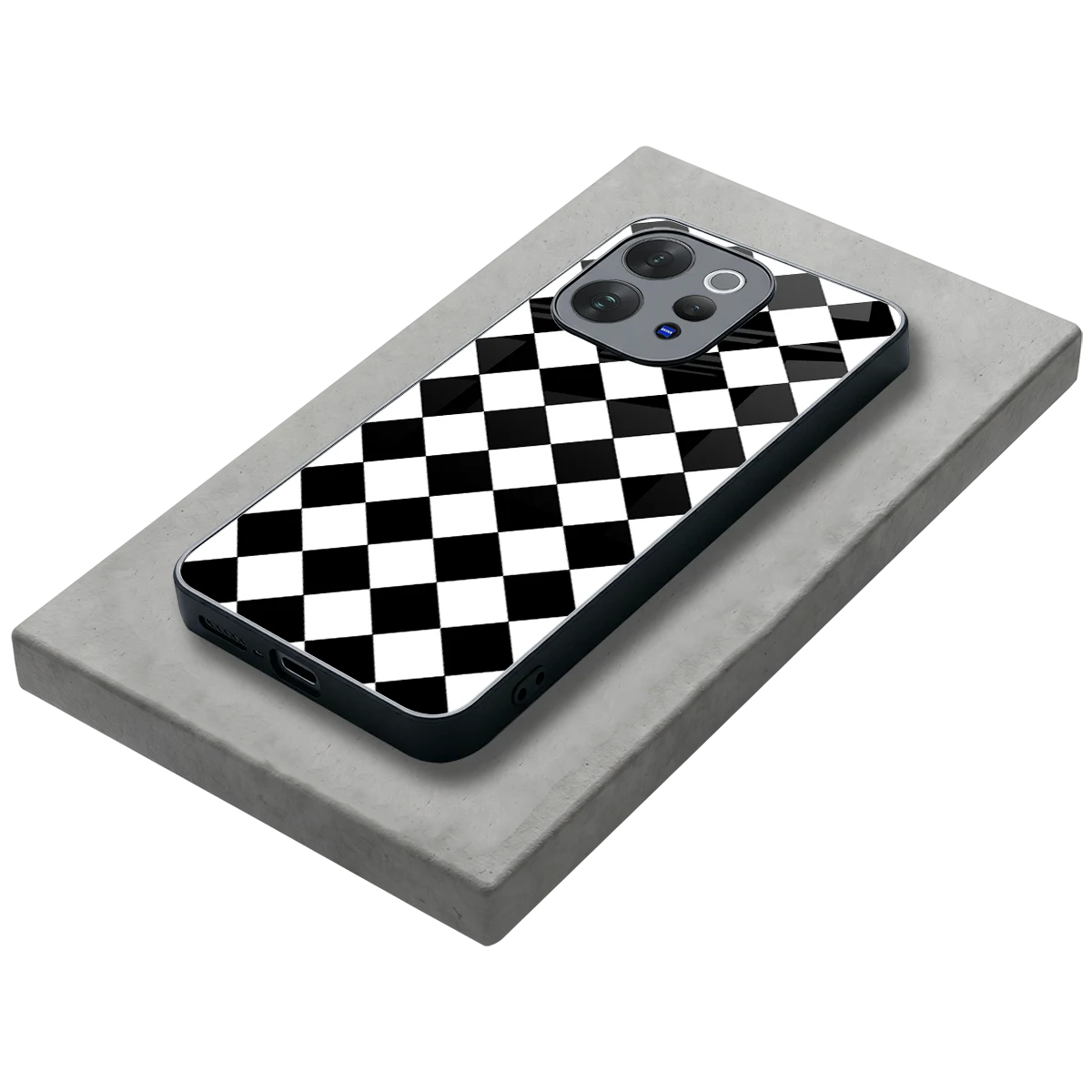 Diamond Check stylish phone case for vivo v70 | glossy glass and slim fit