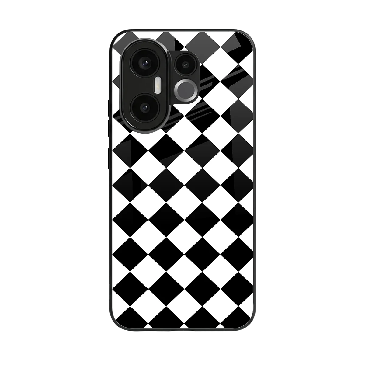 Diamond Check back phone cover | glass case for vivo x200 fe