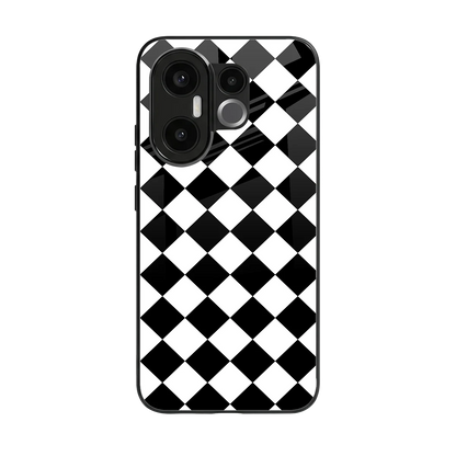 Diamond Check back phone cover | glass case for vivo x200 fe