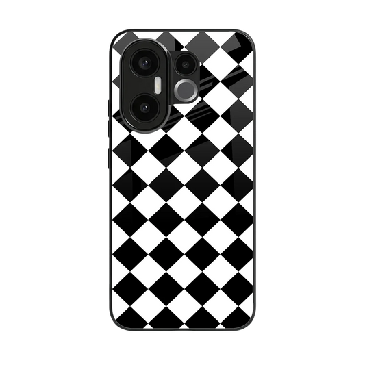 Diamond Check back phone cover | glass case for vivo x200 fe