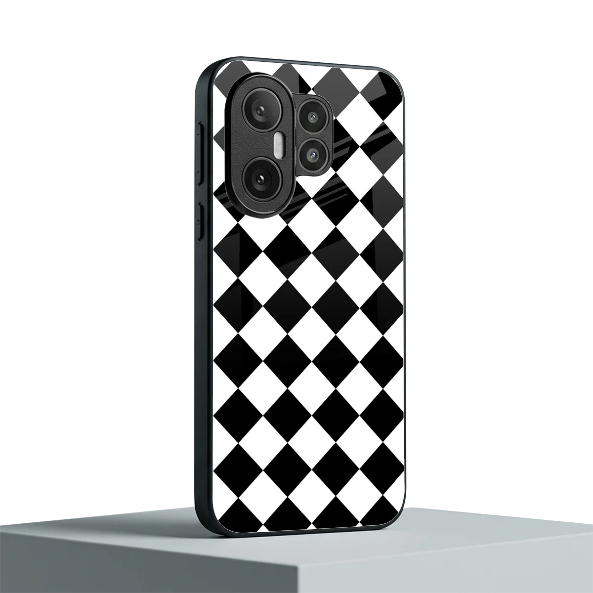 Diamond Check vivo x200 fe mobile cover | shockproof glass phone case