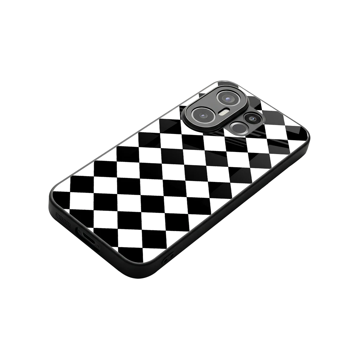 Diamond Check stylish phone case for vivo x200 fe | glossy glass and slim fit