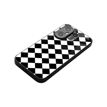 Diamond Check stylish phone case for vivo x200 fe | glossy glass and slim fit