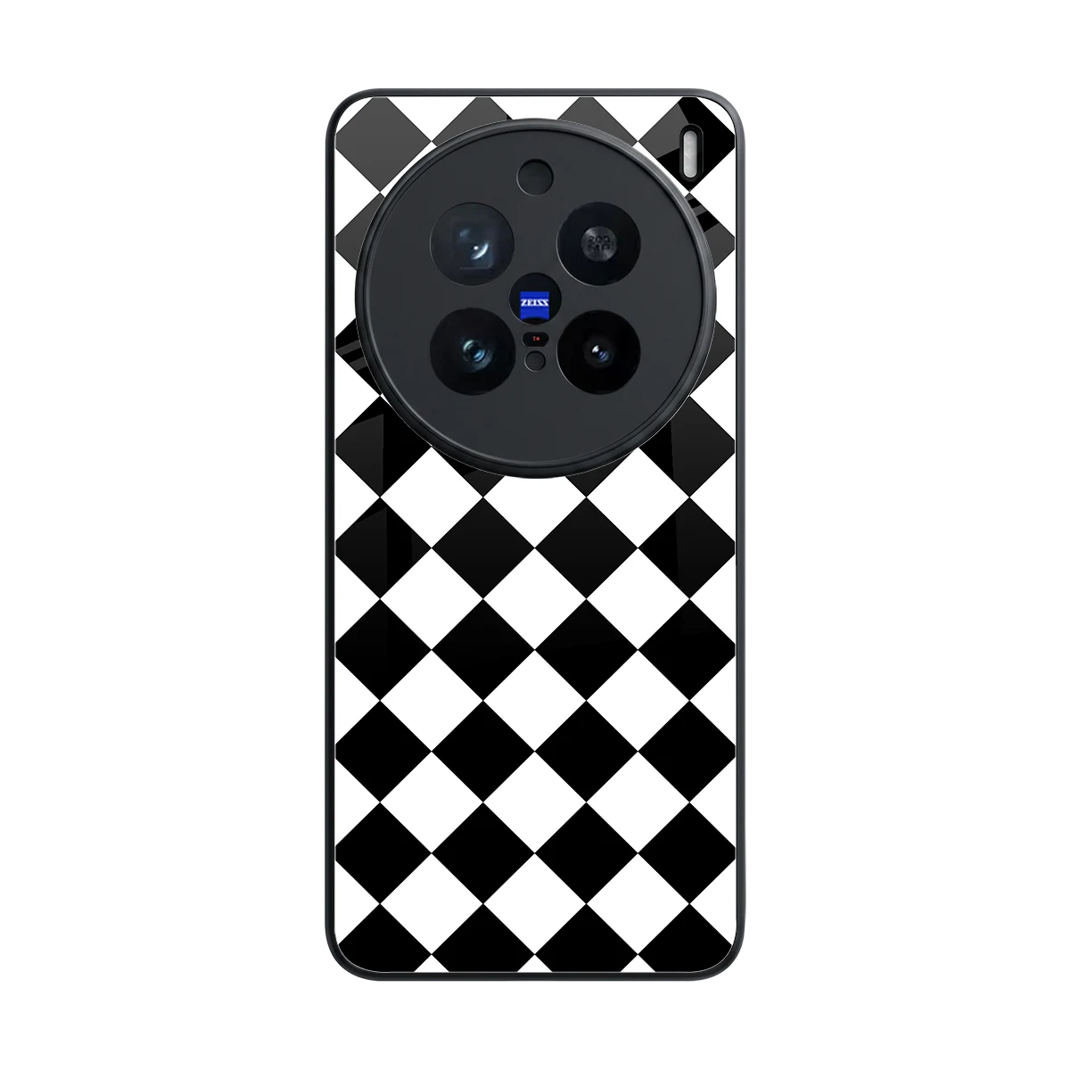 Diamond Check back phone cover | glass case for vivo x200 pro