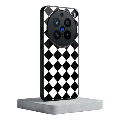 Diamond Check vivo x200 pro mobile cover | shockproof glass phone case