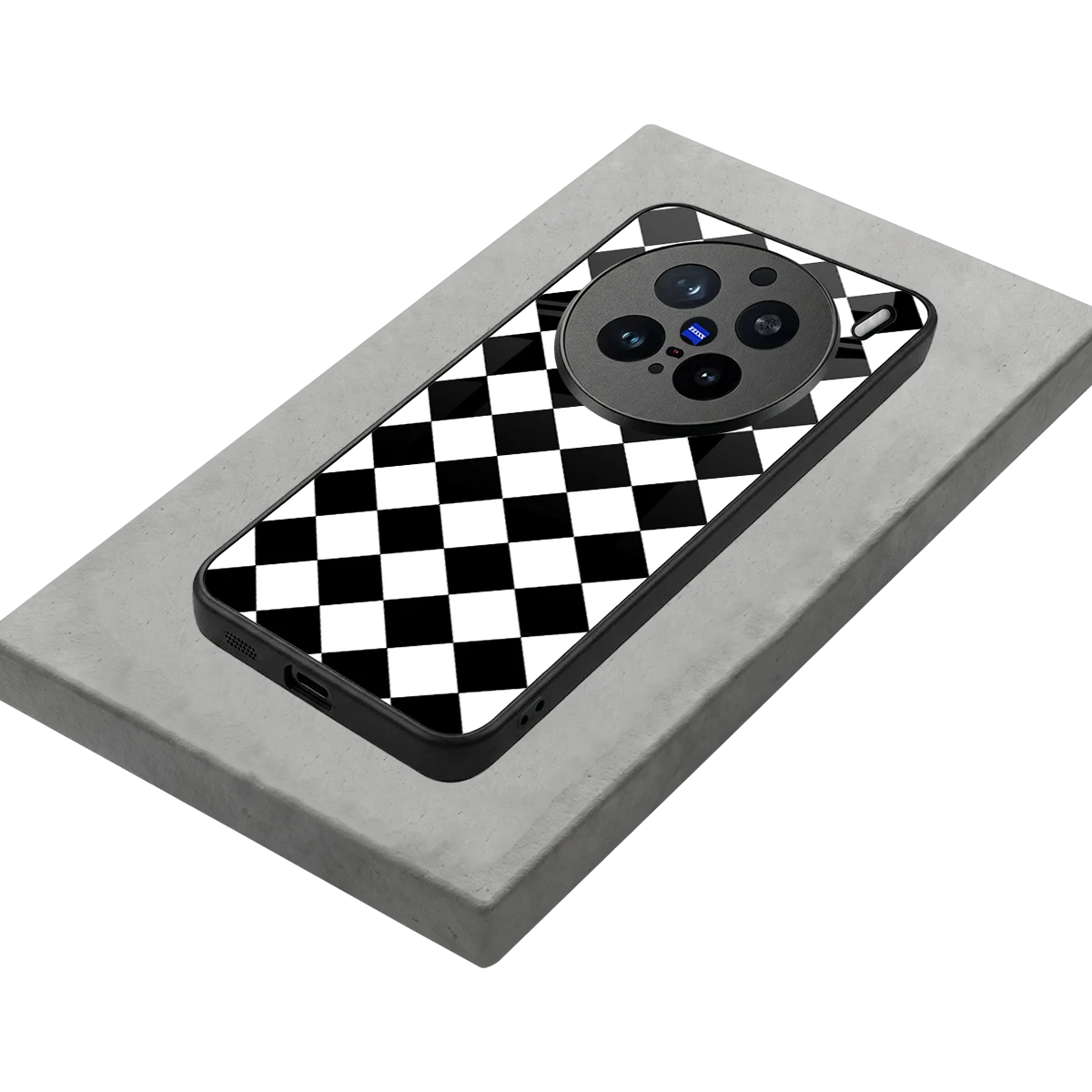 Diamond Check stylish phone case for vivo x200 pro | glossy glass and slim fit