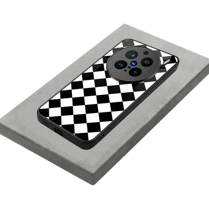 Diamond Check stylish phone case for vivo x200 pro | glossy glass and slim fit