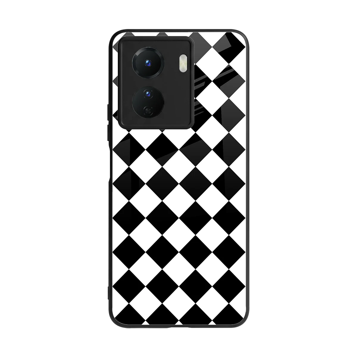 Diamond Check back phone cover | glass case for vivo y16