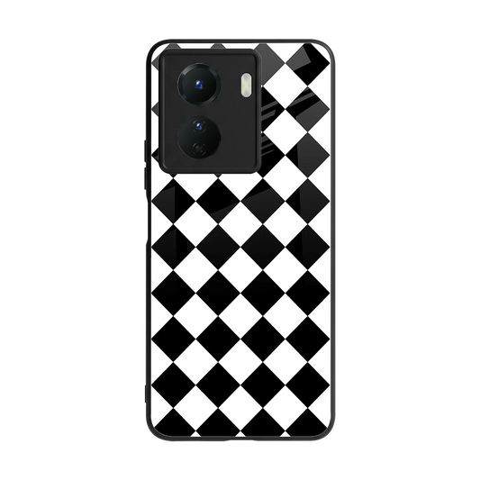 Diamond Check back phone cover | glass case for vivo y16