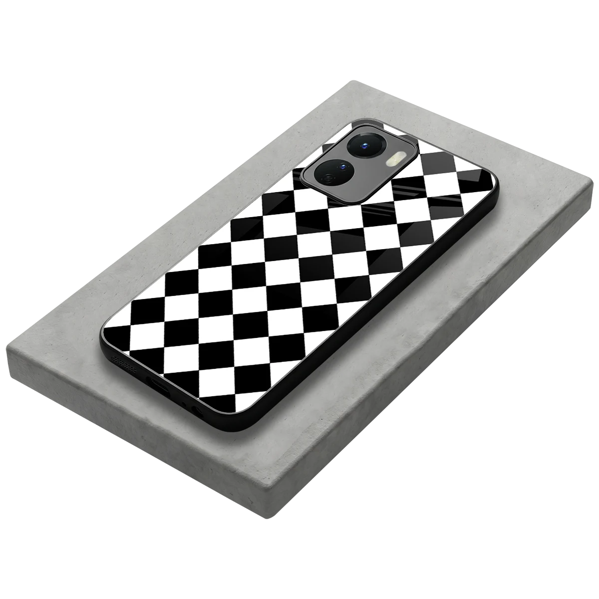 Diamond Check stylish phone case for vivo y16 | glossy glass and slim fit