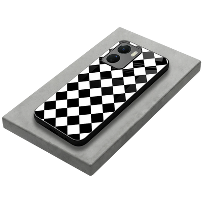 Diamond Check stylish phone case for vivo y16 | glossy glass and slim fit