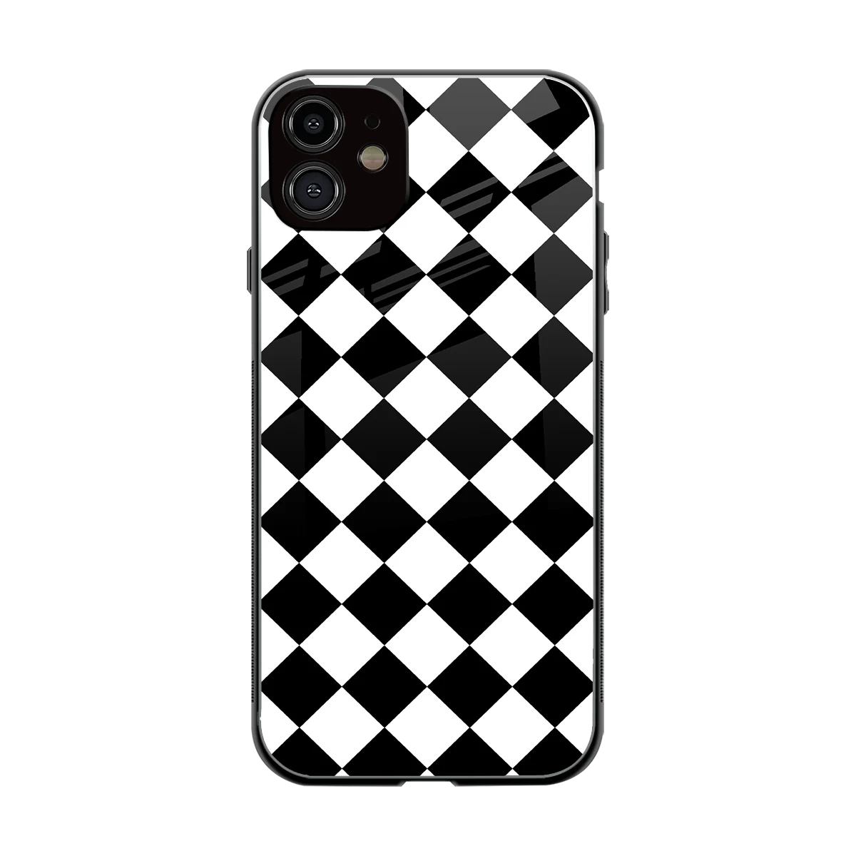Diamond Check back phone cover | glass case for iphone 12
