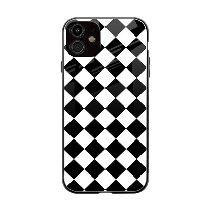 Diamond Check back phone cover | glass case for iphone 12