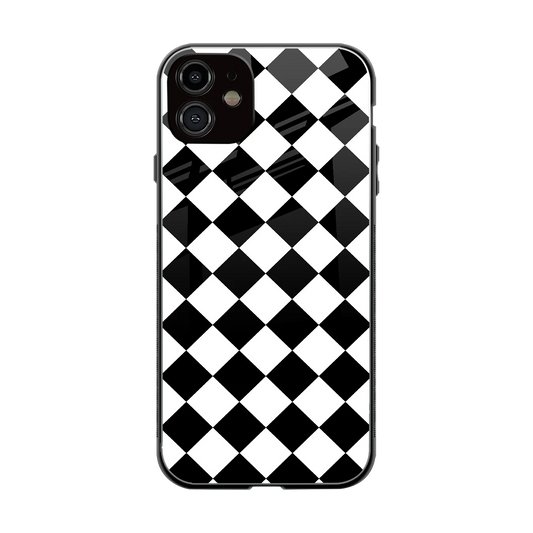 Diamond Check back phone cover | glass case for iphone 12