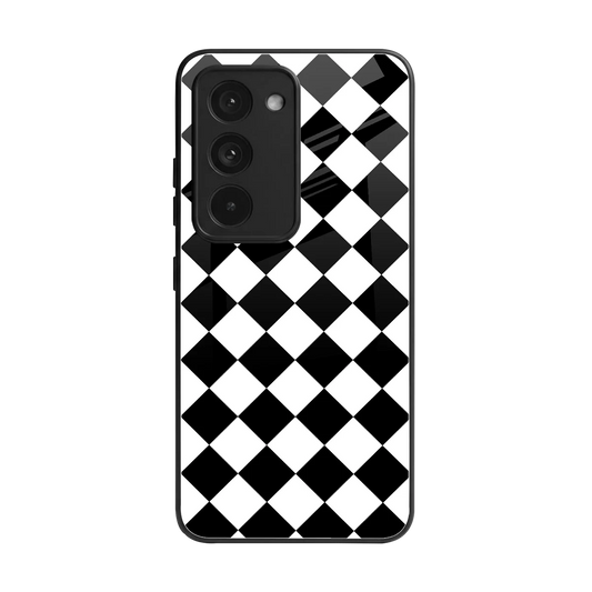Diamond Check back phone cover | glass case for redmi 15 5g