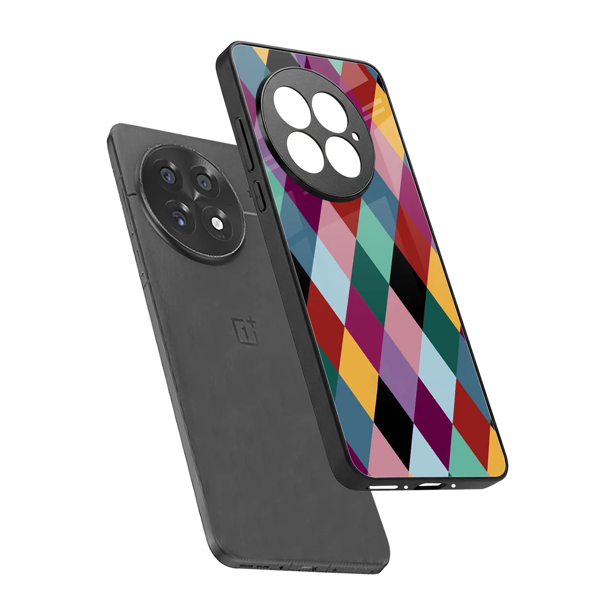 Diamond Palette sleek oneplus 13 cover with tempered glass back and TPU edges