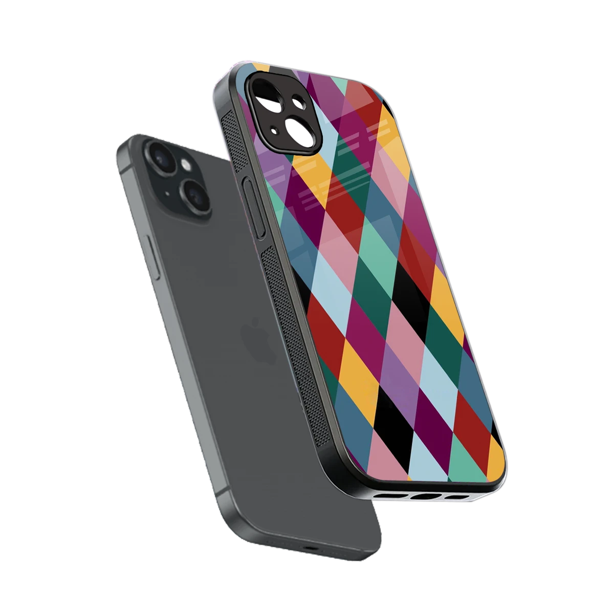 Diamond Palette sleek iphone 15 plus cover with tempered glass back and TPU edges