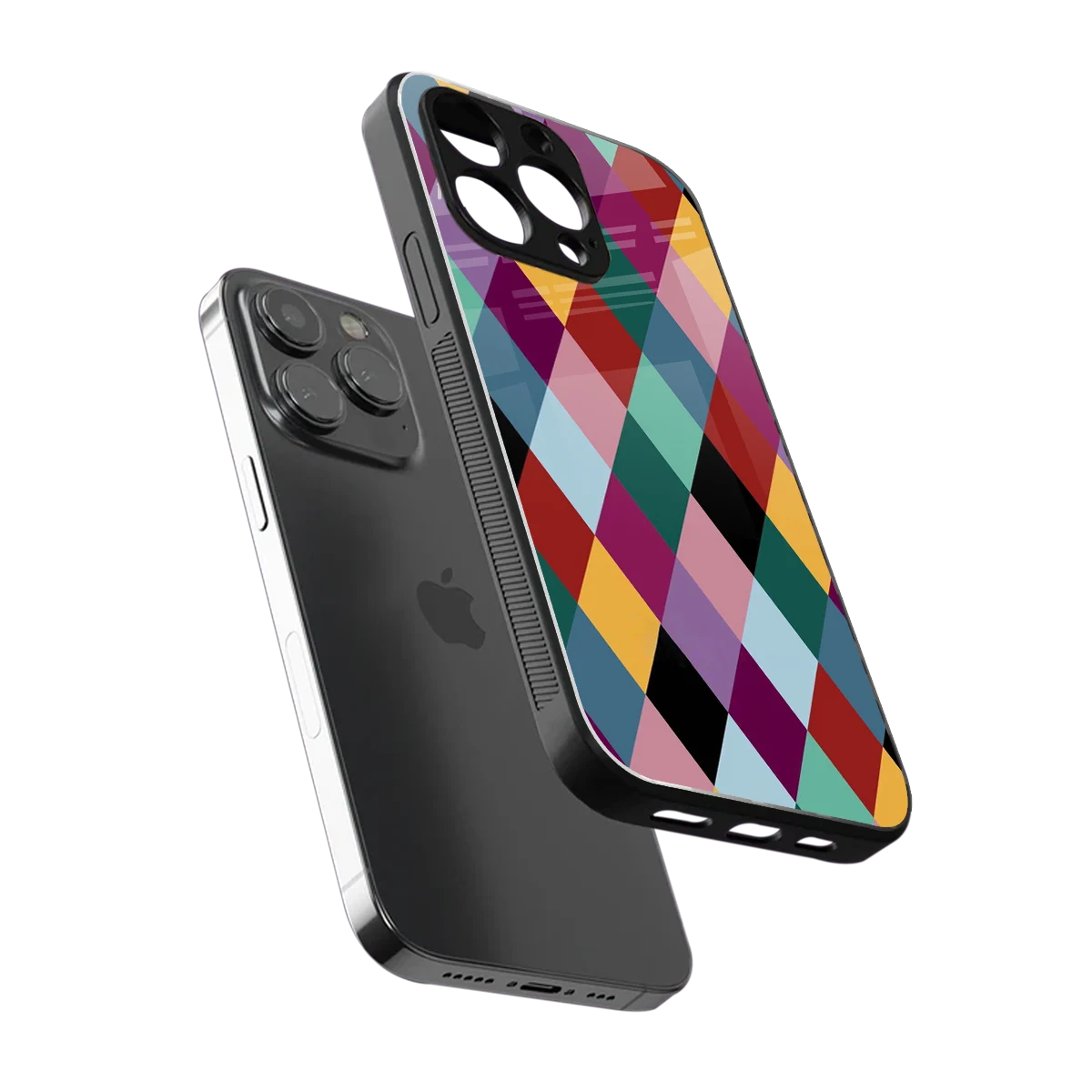 Diamond Palette sleek iphone 16 pro max cover with tempered glass back and TPU edges