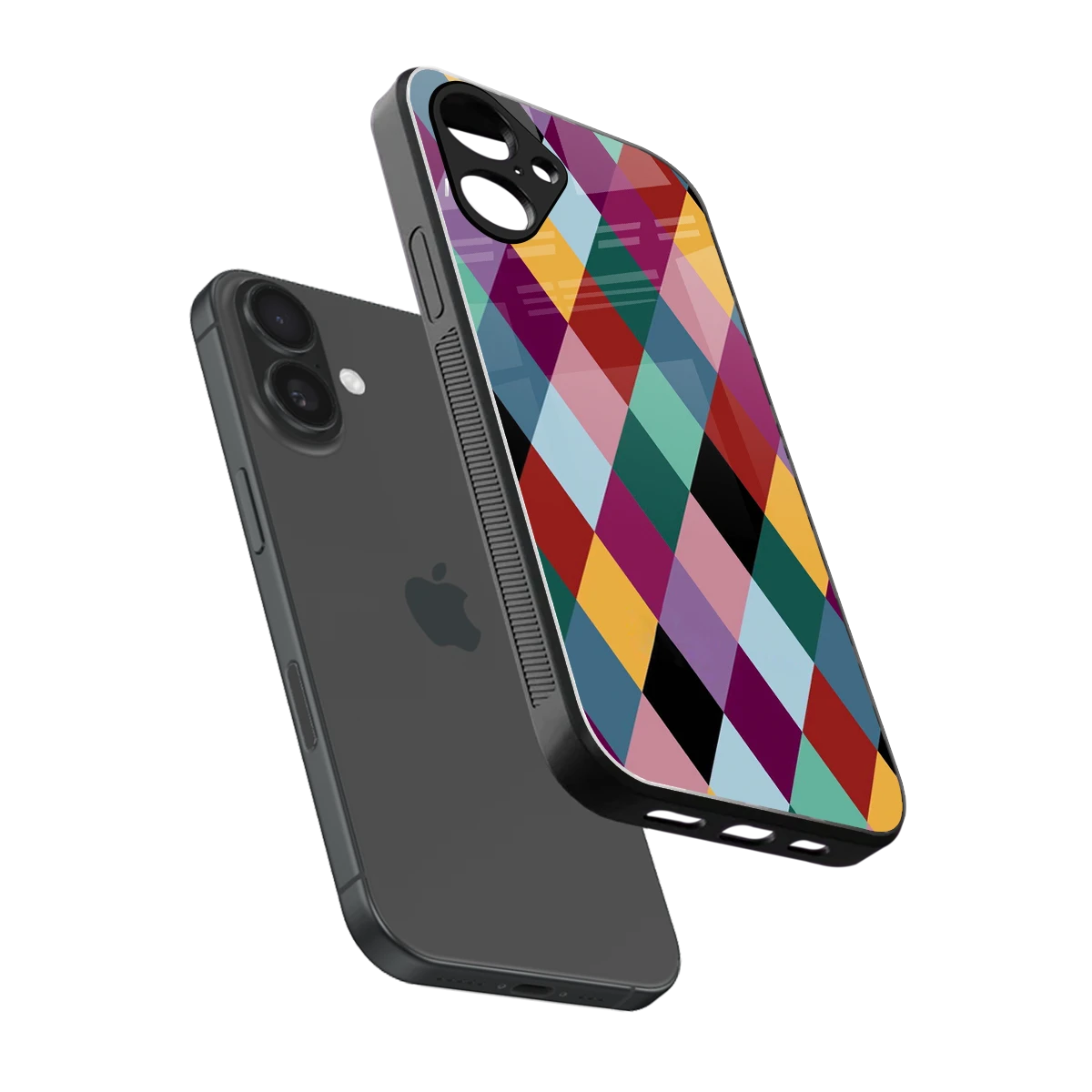Diamond Palette sleek iPhone 16 cover with tempered glass back and TPU edges
