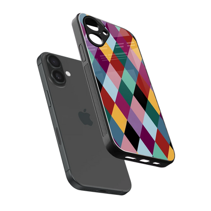Diamond Palette sleek iPhone 16 cover with tempered glass back and TPU edges