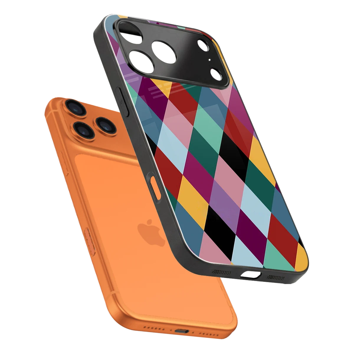 Diamond Palette sleek iphone 17 pro cover with tempered glass back and TPU edges