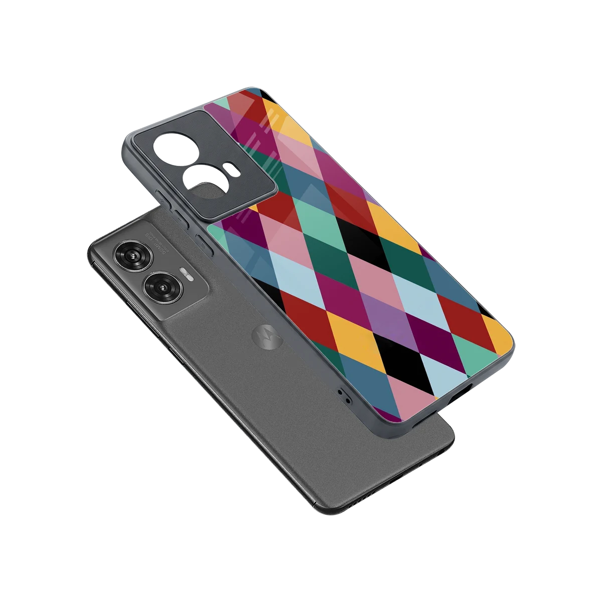 Diamond Palette sleek motorola edge 50 fusion cover with tempered glass back and TPU edges
