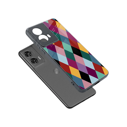 Diamond Palette sleek motorola edge 50 fusion cover with tempered glass back and TPU edges