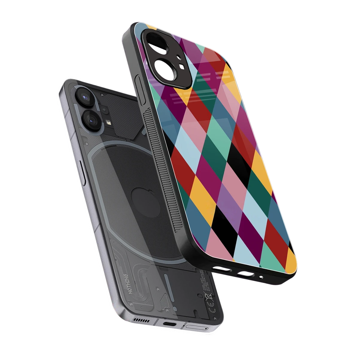 Diamond Palette sleek nothing phone 1 cover with tempered glass back and TPU edges