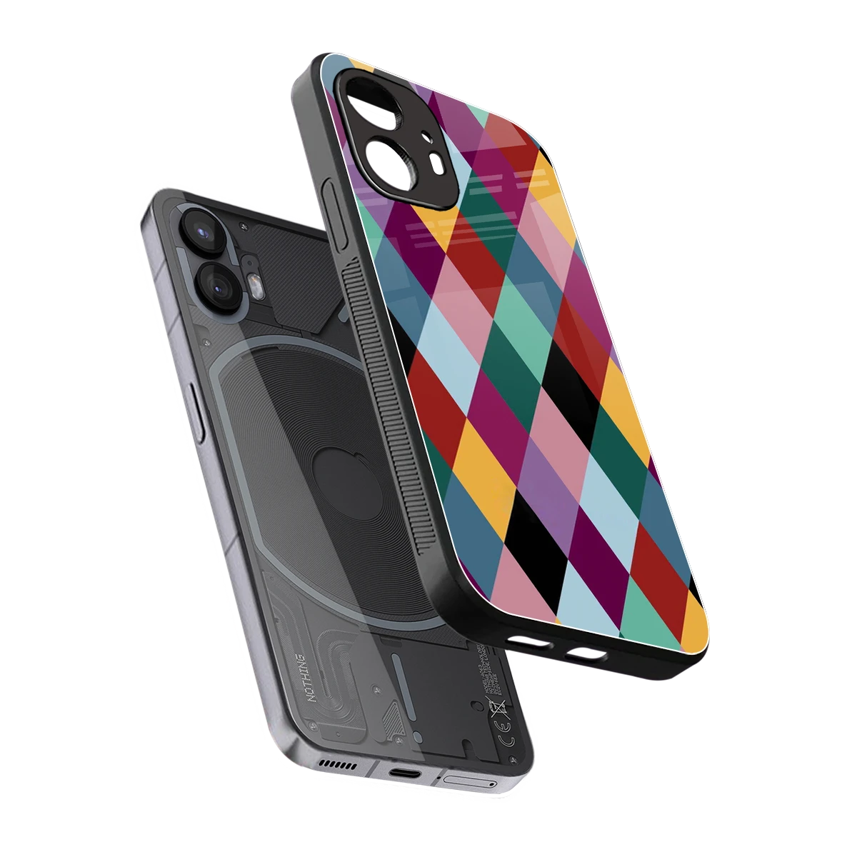Diamond Palette sleek nothing phone 2 cover with tempered glass back and TPU edges