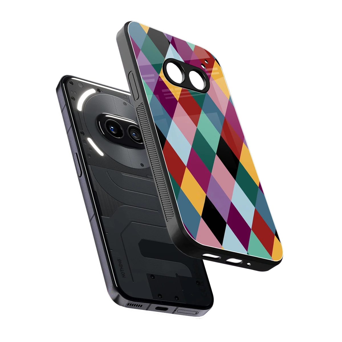 Diamond Palette sleek nothing phone 2a cover with tempered glass back and TPU edges