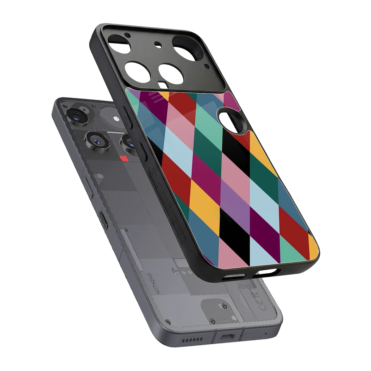 Diamond Palette sleek nothing phone 3 cover with tempered glass back and TPU edges