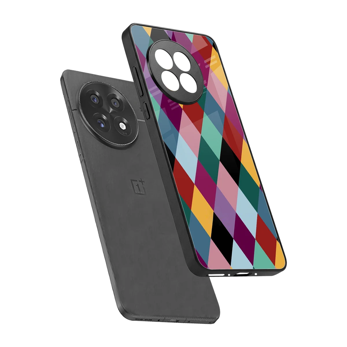 Diamond Palette sleek oneplus 13r cover with tempered glass back and TPU edges
