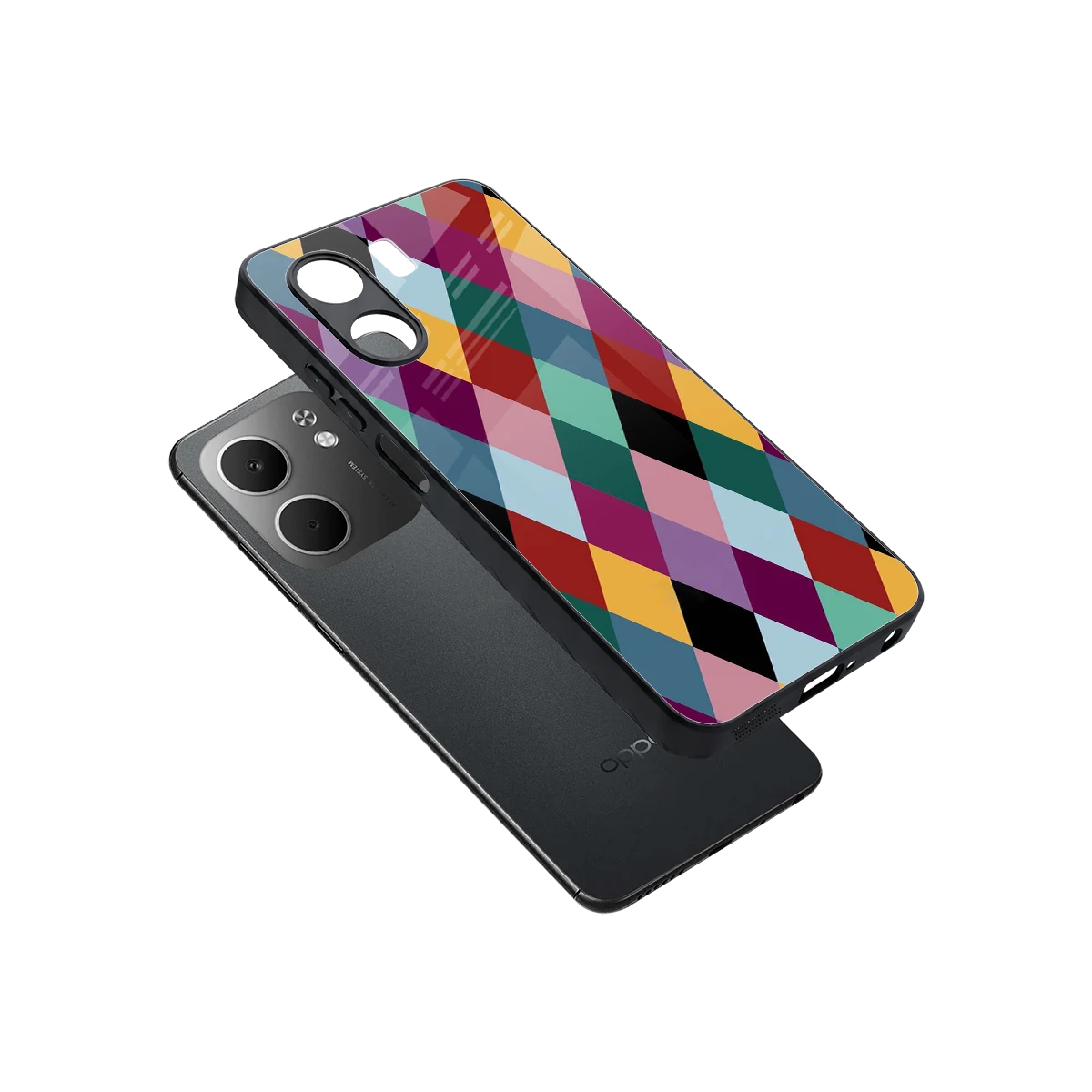 Diamond Palette sleek oppo a5x 5g cover with tempered glass back and TPU edges