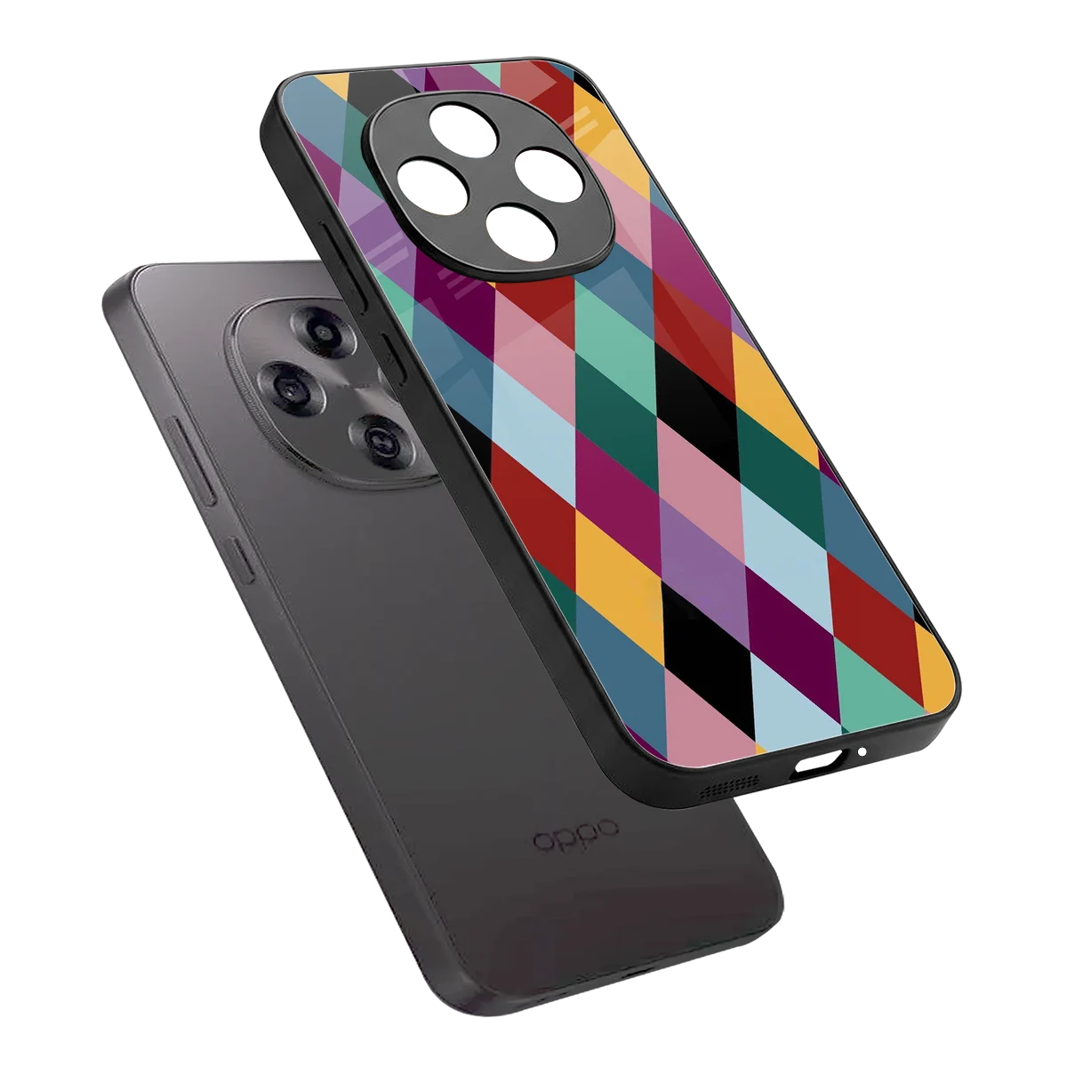 Diamond Palette sleek oppo f31 pro 5g cover with tempered glass back and TPU edges