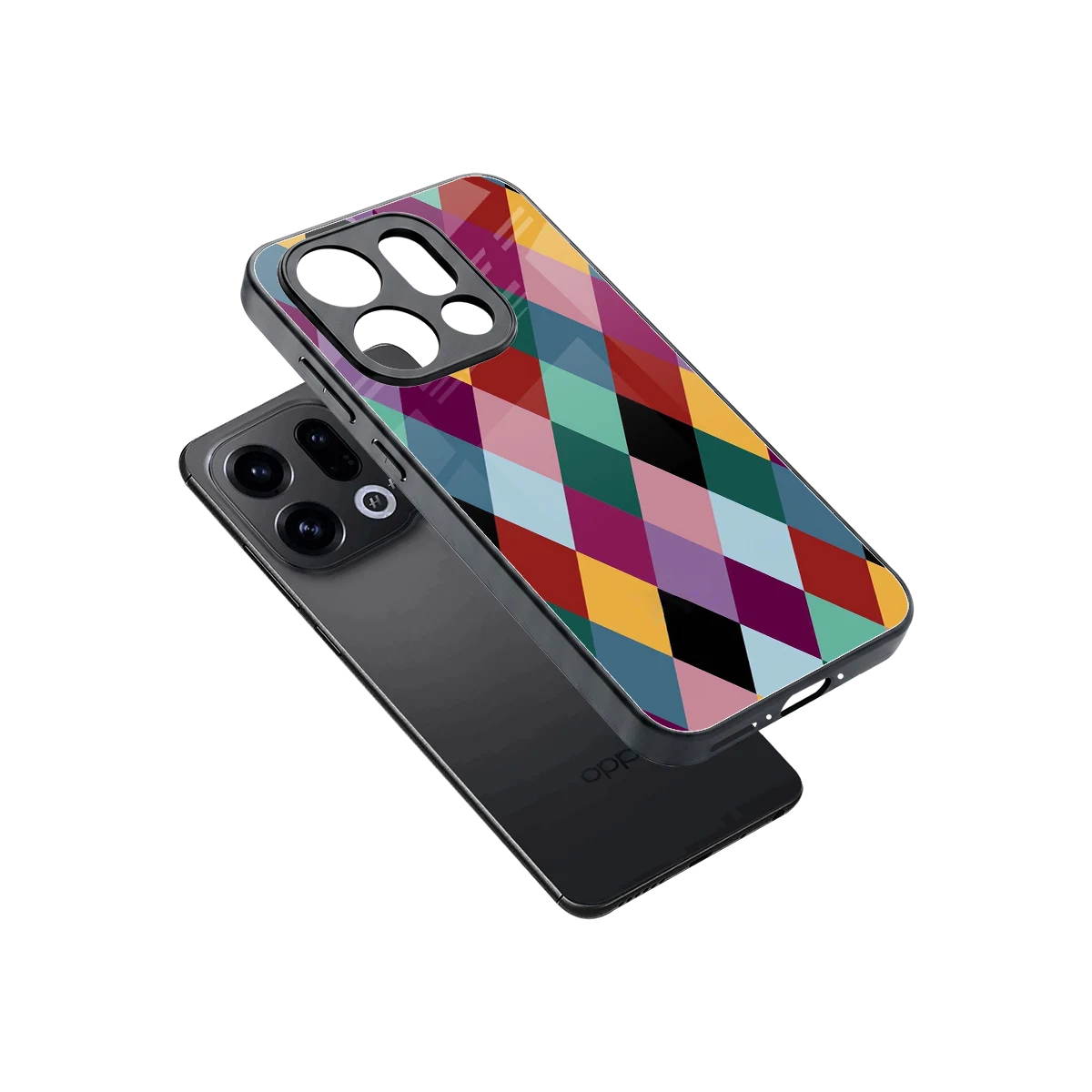 Diamond Palette sleek oppo find x9 cover with tempered glass back and TPU edges