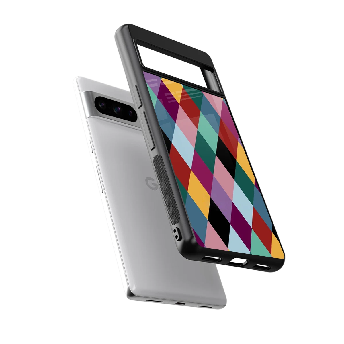 Diamond Palette sleek google pixel 8 pro cover with tempered glass back and TPU edges